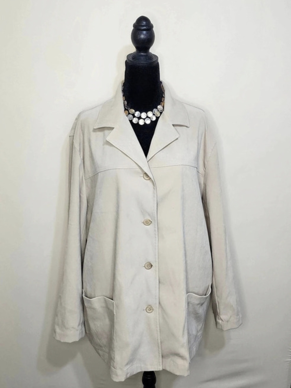 Vintage Elisabeth by Liz Claiborne Beige Lightweight Minimalist Blazer Jacket
